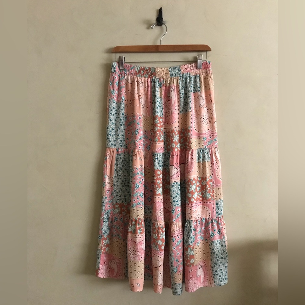 Floral Patchwork Maxi Skirt NWOT